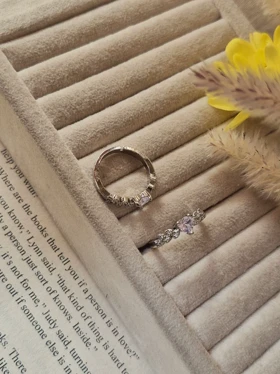 انگشتر جواهری فری سایز قلبی برگ