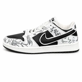 کتانی مردانه مدل نایک جردن گلدوزی سفید مشکی Nike Jordan