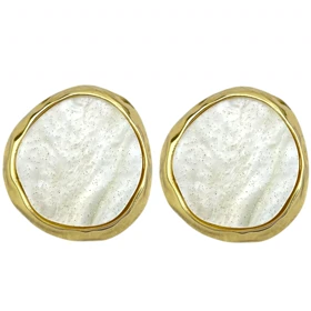 گوشواره زنانه مدل سپیدا طرح طلا با میناکاری سفید