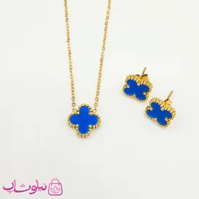 ست گردنبند و گوشواره دخترانه ونکلیف آبی