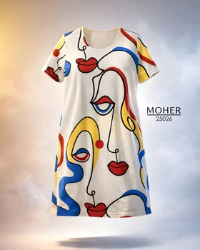 تونیک راحتی سایز بزرگ طرح چهره