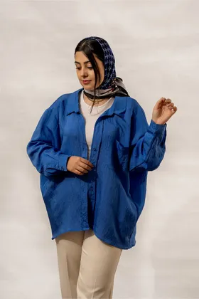 شومیز مانتویی آبی ترک طرح آرینا با برند Pickk upp