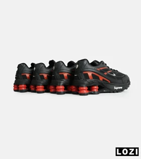 کفش کتانی مردانه مشکی قرمز نایک NIKE x SUPREME shox ride 2