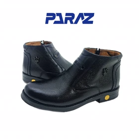 نیم بوت مردانه چرم طبیعی مدل الوادور مازراتی ساق‌دار مشکی کد 651