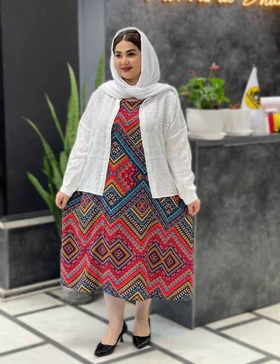 پیراهن نخی پلاس پریناز کد : S227