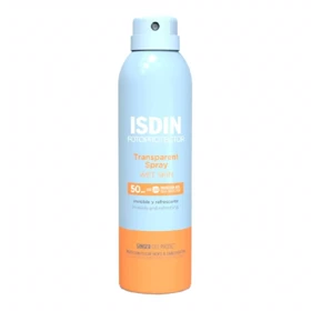 اسپری ضد آفتاب شفاف ایزدین Isdin مدل Transparent SPF 50 حجم 250 میلی‌لیتر مناسب انواع پوست