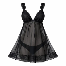 لباس خواب فانتزی کاپ‌دار مشکی برند مایلا کد 8036