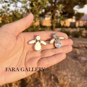 گوشواره نگینی شامپاینی کد EF03