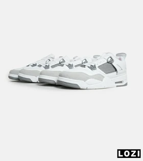 کتانی ساق‌دار زنانه و مردانه سفید طوسی Nike air jordan 4 مدل 6598