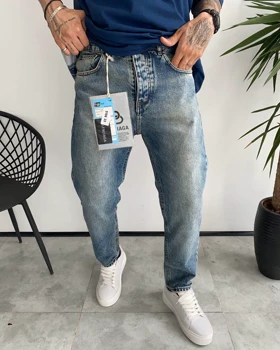 شلوار مام فیت ابی وسط ساده BALENCIAGA