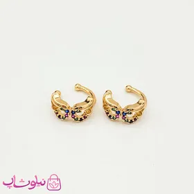 گوشواره کلیپسی ژوپینگ مدل نقاب بالماسکه نگین رنگی