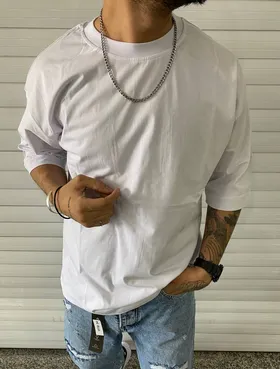 تیشرت FADED استین سه ربع قواره دار رنگ سفید