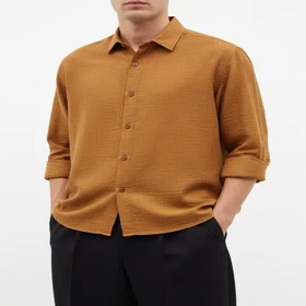 پیراهن مردانه اسپرت، آجری پارچه شانتون، آزاد استایل خاص کد 1001