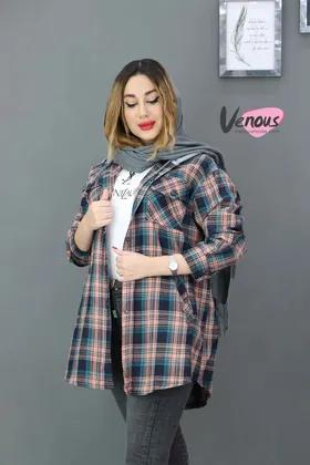 مانتو چهارخونه کلاهدار