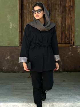 بارانی کتان ضد آب آستین بربری