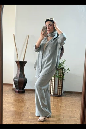 شومیز شلوار گره‌ای لینن