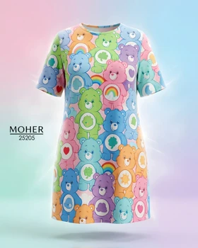 تونیک زنانه سایز بزرگ طرح خرس‌های رنگی