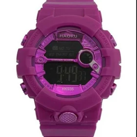 ساعت اسپرت دخترانه و پسرانه طرح جی شاک SPORT سرخابی چراغدار آلارمدار