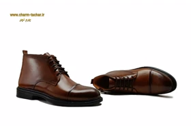 نیم بوت مردانه بندی بغل زیپدار چرم طبیعی si174