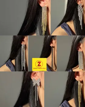 گوشواره بلند جواهری نگینی زنانه
