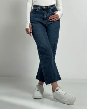 شلوار پایین کات آبی کد 1000196