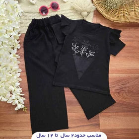 تیشرت شلوار مشکی طرح گل