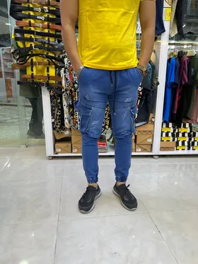 شلوار اسلش جین شش جیب مردانه فول کش بسیار زیبا