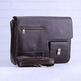 کیف رودوشی چرمسال مدل 727 سایز بزرگ (قهوه ای سوخته)