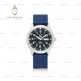 ساعت مچی سیکو خلبانی آبی بند برزنتی Seiko