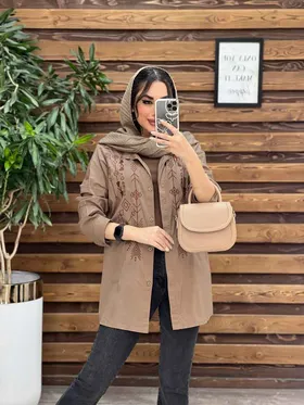 مانتو پوپلین جلو گلدوزی