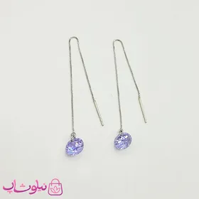 گوشواره دخترانه بخیه ای ژوپینگ مدل بنفش