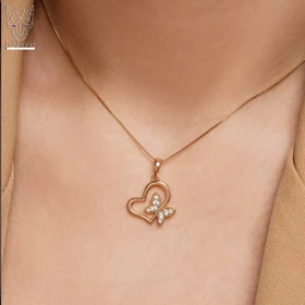 پلاک قلب و پروانه نگین‌دار ژوپینگ