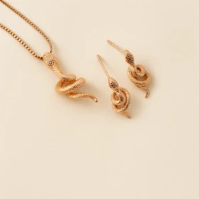 نیم‌ست زنانه طلایی طرح مار پیچ‌خورده – برند Xuping