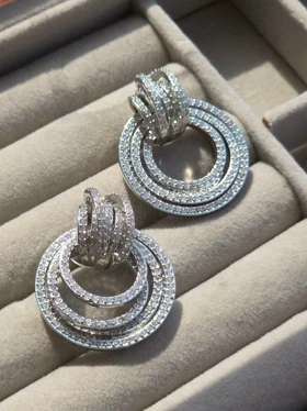 گوشواره جواهری مینو آبکاری طلا وارداتی