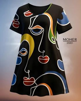 تونیک راحتی سایز بزرگ طرح چهره