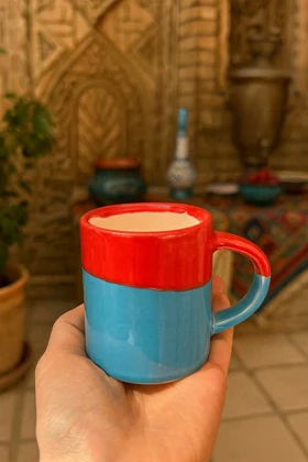 لیوان سرامیکی آبرنگی دو رنگ (آبی)