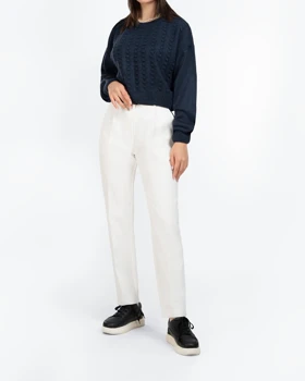 بافت کراپ زنانه یقه گرد کد L0902 (سرمه ای)