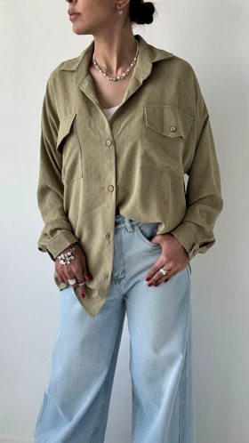 شومیز دکمه چوبی الیانا کد 500453