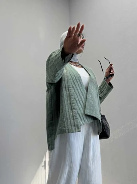مانتو آستین نواردار