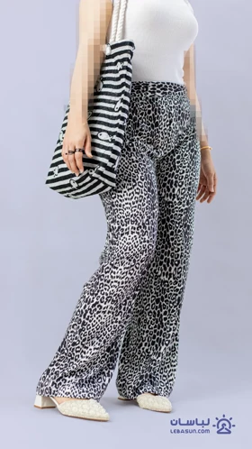 شلوار بگ پلنگی سیاه و سفید