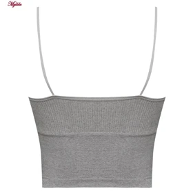 کراپ تاپ زنانه مدل پد متحرک رنگ طوسی ماییلدا