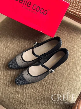 کفش نگینی توری پاشنه 5 سانت