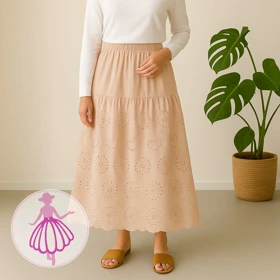 دامن خامه دوزی بلند کرم