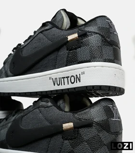 کفش کتانی مردانه و زنانه طوسی مشکی NIKE jordan 1 x LOUIS VUITTON