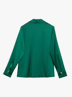 شومیز زنانه ساتن زارا یقه مردانه آستین بلند درای دکمه تزیینی مهناز