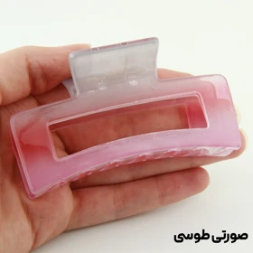 کلیپس دخترانه مدل مستطیل ساده دو رنگ (صورتی طوسی)