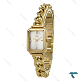 ساعت داتیس زنانه مستطیلی طلایی صفحه سفید بند کارتیه ای Datis-7225-L