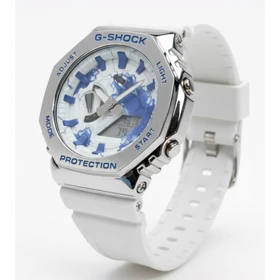 ساعت جی شاک2100 سفید صفحه آبی