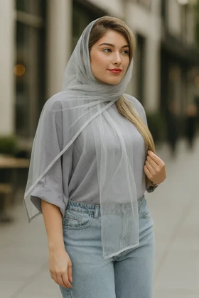 شال حریر شیشه‌ای دوردوزی شده - ظرافت و زیبایی برای استایل بانوی ایرانی