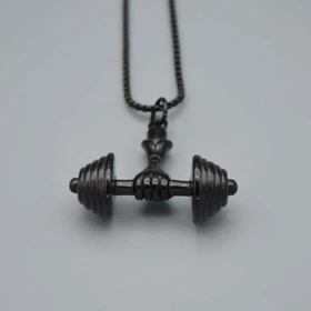 گردنبند استیل طرح دمبل مدل 7200